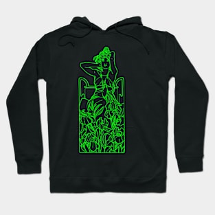 Alphonse Mucha Amethyste Green Neon Hoodie